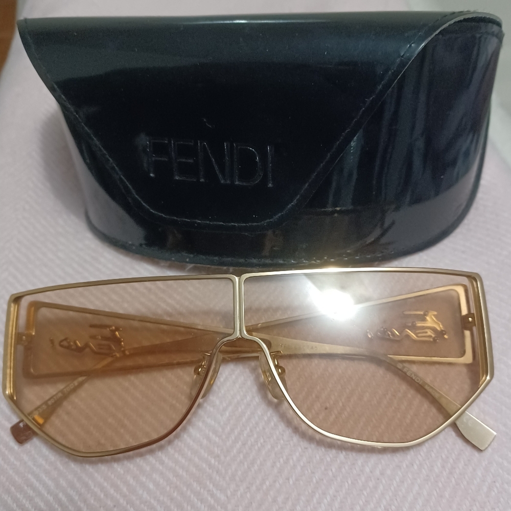 Fendi Gold Tone/Pink Disco Shield Sunglasses